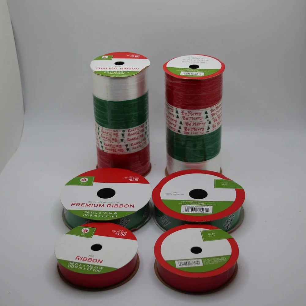 Christmas Gift Ribbon Lot - Red Green White Curling Premium - Target